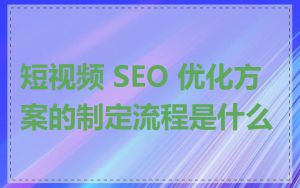 短视频 SEO 优化方案的制定流程是什么