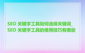 SEO 关键字工具如何选择关键词_SEO 关键字工具的使用技巧有哪些