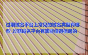 过期域名平台上常见的域名类型有哪些_过期域名平台有哪些值得信赖的