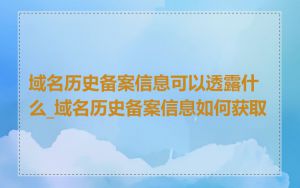 域名历史备案信息可以透露什么_域名历史备案信息如何获取
