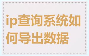 ip查询系统如何导出数据