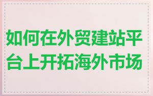 如何在外贸建站平台上开拓海外市场
