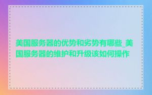 美国服务器的优势和劣势有哪些_美国服务器的维护和升级该如何操作
