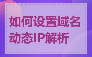 如何设置域名动态IP解析