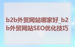 b2b外贸网站哪家好_b2b外贸网站SEO优化技巧
