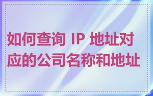 如何查询 IP 地址对应的公司名称和地址