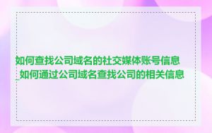如何查找公司域名的社交媒体账号信息_如何通过公司域名查找公司的相关信息