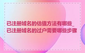 已注册域名的估值方法有哪些_已注册域名的过户需要哪些步骤