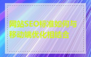 网站SEO标准如何与移动端优化相结合