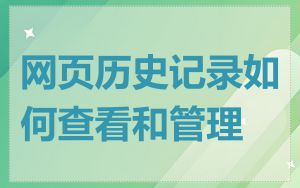 网页历史记录如何查看和管理