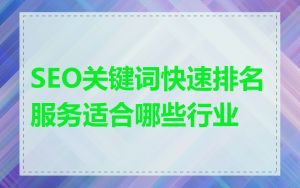 SEO关键词快速排名服务适合哪些行业