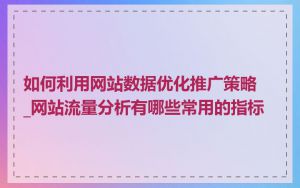 如何利用网站数据优化推广策略_网站流量分析有哪些常用的指标