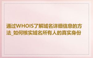 通过WHOIS了解域名详细信息的方法_如何核实域名所有人的真实身份