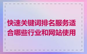 快速关键词排名服务适合哪些行业和网站使用