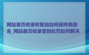 网站首页收录恢复后如何保持高排名_网站首页收录受到处罚如何解决