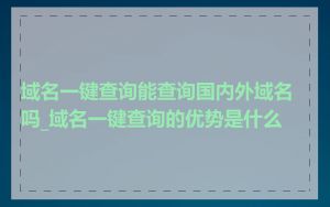 域名一键查询能查询国内外域名吗_域名一键查询的优势是什么