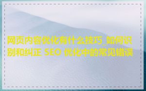 网页内容优化有什么技巧_如何识别和纠正 SEO 优化中的常见错误