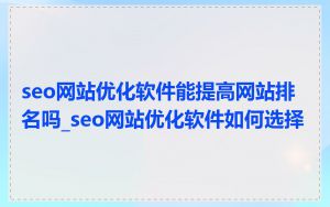 seo网站优化软件能提高网站排名吗_seo网站优化软件如何选择