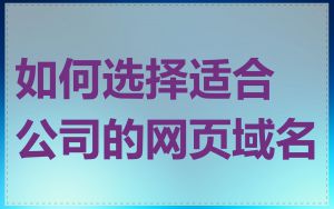 如何选择适合公司的网页域名