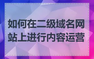 如何在二级域名网站上进行内容运营