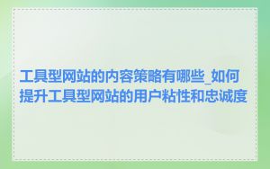 工具型网站的内容策略有哪些_如何提升工具型网站的用户粘性和忠诚度