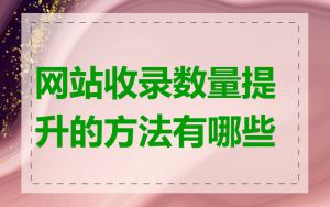 网站收录数量提升的方法有哪些