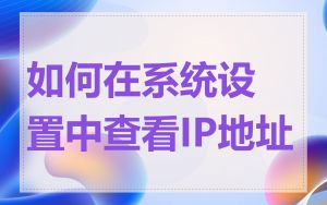如何在系统设置中查看IP地址