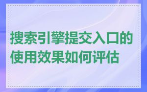 搜索引擎提交入口的使用效果如何评估