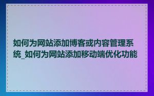 如何为网站添加博客或内容管理系统_如何为网站添加移动端优化功能