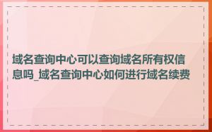 域名查询中心可以查询域名所有权信息吗_域名查询中心如何进行域名续费