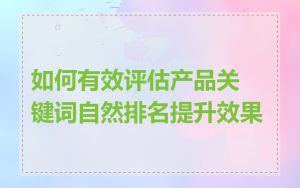 如何有效评估产品关键词自然排名提升效果