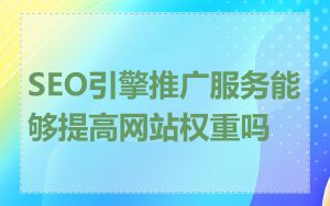 SEO引擎推广服务能够提高网站权重吗