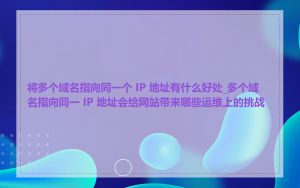 将多个域名指向同一个 IP 地址有什么好处_多个域名指向同一 IP 地址会给网站带来哪些运维上的挑战