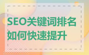 SEO关键词排名如何快速提升