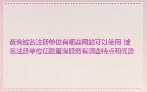 查询域名注册单位有哪些网站可以使用_域名注册单位信息查询服务有哪些特点和优势