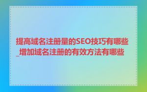 提高域名注册量的SEO技巧有哪些_增加域名注册的有效方法有哪些