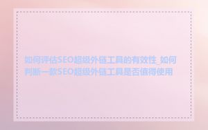 如何评估SEO超级外链工具的有效性_如何判断一款SEO超级外链工具是否值得使用
