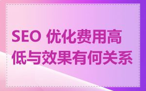 SEO 优化费用高低与效果有何关系