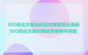 SEO优化方案如何应对搜索算法更新_SEO优化方案对网站营销有何帮助