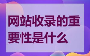 网站收录的重要性是什么