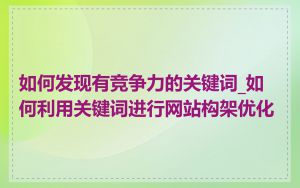 如何发现有竞争力的关键词_如何利用关键词进行网站构架优化