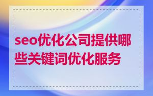 seo优化公司提供哪些关键词优化服务