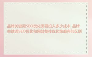 品牌关键词SEO优化需要投入多少成本_品牌关键词SEO优化和网站整体优化策略有何区别