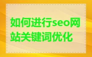 如何进行seo网站关键词优化