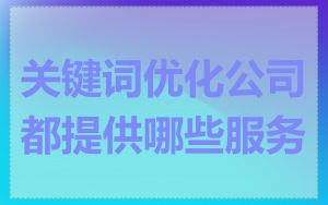 关键词优化公司都提供哪些服务