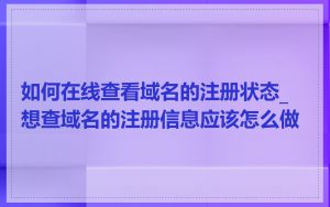 如何在线查看域名的注册状态_想查域名的注册信息应该怎么做