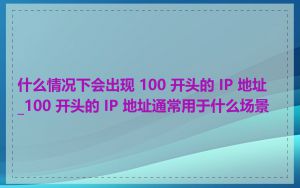 什么情况下会出现 100 开头的 IP 地址_100 开头的 IP 地址通常用于什么场景