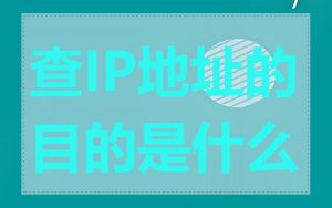 查IP地址的目的是什么