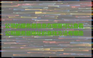 公司的服务器信息在哪里可以查看_公司服务器地址的查找方法有哪些