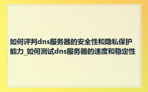 如何评判dns服务器的安全性和隐私保护能力_如何测试dns服务器的速度和稳定性